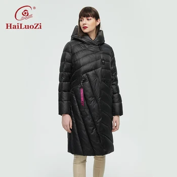 HaiLuoZi 2022 Moda de Inverno da Coleção feminina Casaco Quente Mulheres Casacos Longos Oversize à prova de Vento com Capuz de Grosso Outwear Parka 08