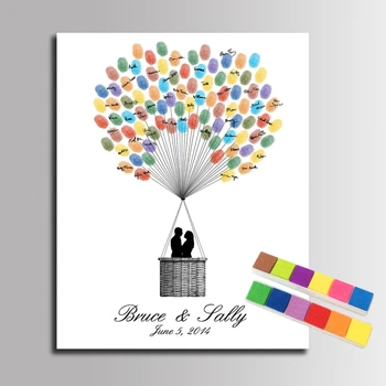 DIY de Casamento Livro de Convidados Assinatura de Lona impressão digital Pintura Doce Amantes de Presente de Casamento para a Festa de Noivado de Decoração Lembrança
