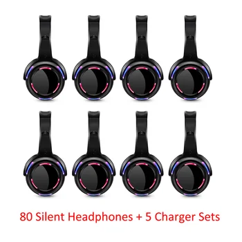 Profissional Silent Disco LED Fones de ouvido Apenas 80 Pcs Pacote com 5 PcsProfessional Carregue