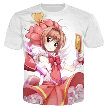 Anime Sakura Card Captor T-Shirt Homens Roupas de Impressão 3D Anime Menina Harajuku Estilo T-Shirt Homens Mulheres Streetwear Tops Tee