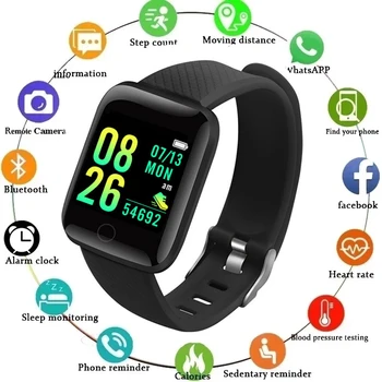 116Plus Pulseiras Inteligentes de Ver os homens de Esportes Fitness Tracker Smartwatch da frequência Cardíaca Pressão Arterial Monitor de Atividade de Mulheres assista