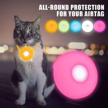 Para a Apple Airtag Luminosa Capa de Silicone Gato Coleira do Cão Anti-lost Localizador Tracker Chaveiro Luva de Proteção para Ar Tag