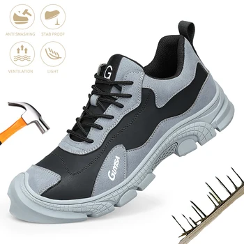 Indestrutível Com biqueira de Aço Anti-estático Para Homens Sapatos de Segurança de Construção Punção de Segurança à Prova de Sapatos de Trabalho ao ar livre