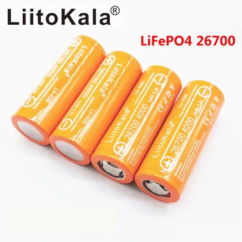 LiitoKala 3.2 V Lifepo4 Lii-40E 26700 Bateria Recarregável 4000mAh para a luz solar, luz de aviso de microfones