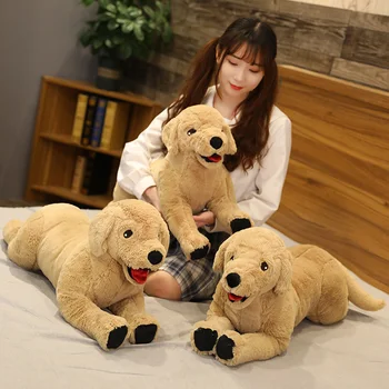 Novo 35/75cm de Simulação de Labrador Cão de Pelúcia brinquedo Criativo Realista Animal Cachorro Bonecos de Pelúcia Macia Brinquedos para Crianças, Presente de Aniversário
