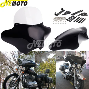 ABS Motocicleta Batwing Carenagem Dianteira de Farol Limpar pára-brisa C/ Suporte de Montagem do Kit Para Harley Road King Softail Fat Boy Honda