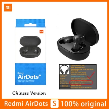 Original Redmi AirDots S TWS Fone de ouvido Xiaomi Airdots 2 sem Fio Bluetooth Fone de ouvido In-Ear Fones de ouvido de Baixo Auto Link Fones de ouvido Estéreo
