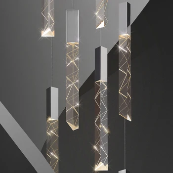 Escada Moderno Lustre de Cristal Luminárias Para Sala de estar Deco Home de Ouro/preto/cromado Led Pendurar a Lâmpada do Brilho Iluminação interna