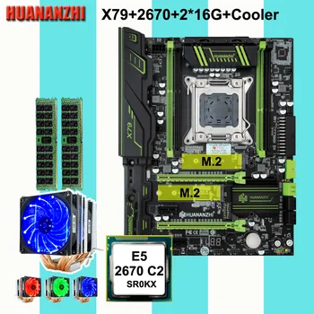 HUANANZHI X79 Super Jogos de placa-Mãe de Combinação DUPLA M. 2 SSD Slots Xeon CPU E5 2670 com 6 Tubos de Cooler 32G RAM de 2*16G REG ECC