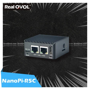 RealQvol NanoPi R5C Rockchip RK3568B2 A55 Dupla 2,5 G de Porta Ethernet, Suporte M. 2 Módulo wi-Fi HDMI2.0 Linux/Openwrt/Debian/Ubuntu