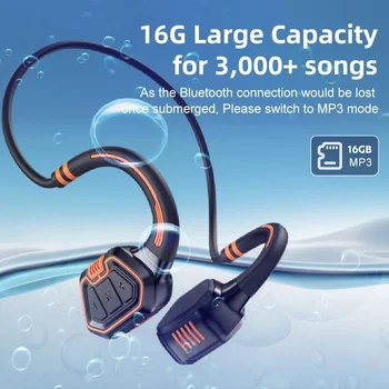 IP68 Natação Fone de ouvido Osso Condução BT Cabeça de Esportes sem Fio Estéreo de fones de ouvido Fones de ouvido Fone de ouvido Bluetooth frete Grátis