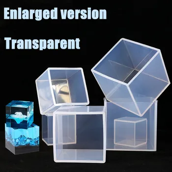 DIY Transparente de Alta 4inch Cubo de Cristal de Resina Epóxi Molde em Tamanho Grande Cubo de Resina Artesanato Ferramenta de Molde de Silicone Transparente