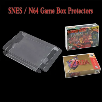 10pcs Clara de Plástico PET Caixa de Exibição do Protetor de Caso Mangas Tampa Para SNES N64 CIB Jogos em caixa Caixa do Cartucho