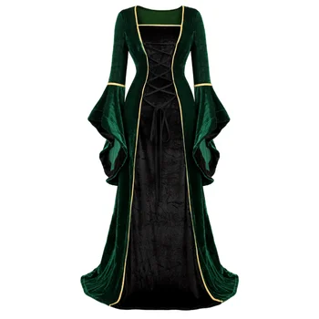 As Mulheres Do Renascimento Irlandês De Luxo Vestido De Veludo Vitoriana Medieval Longo Vestido Retrô Chique Vestido De Halloween Traje Cosplay Plus Size