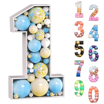 Gigante de Aniversário Figura 0-9 Balão de Encher a Caixa de 1º Aniversário de 18 anos Decoração Número 30 40 50 Balão Quadro de Aniversário Decoração