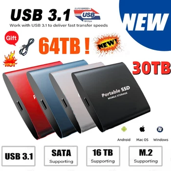 Nova marca de 1 tb SSD de Alta Velocidade Disco Rígido Externo Portátil Drives de Estado Sólido USB 3.1-Tipo C SSD Interface de 2 tb de Armazenamento em Massa