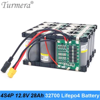 Turmera 4S4P DE 12,8 V 28Ah 32700 Lifepo4 Bateria com o 4S 40A Equilibrada BMS para Barco Elétrico e Ininterrupta Fonte de Alimentação 12V