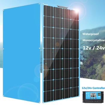 600w 450w 300watt 150w painel solar kit de 12v 24v carregador de bateria flexível sistema solar para a casa RV carro, caravana, barco telhado impermeável