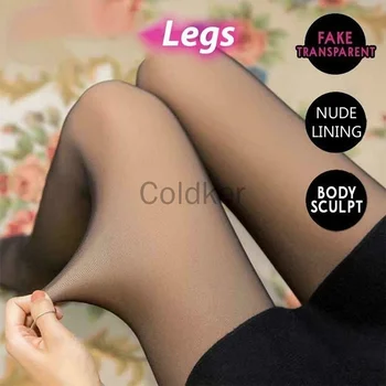 Mulheres De Outono Inverno De Bonito Fake De Translúcidas Quente Leggings Meia-Calça De Pernas Mais Quentes De Esculpir O Corpo Magro Vestir Sexy Calça Legging