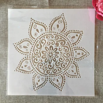 30*30cm Mandala Geometria Flor DIY Camadas Estênceis Pintura mural de Recados para Colorir Relevo Álbum Decorativas Modelo