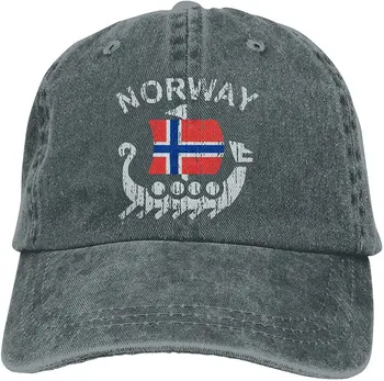 Lavou Norueguês Bandeira Da Noruega De Barcos-Dragão De Algodão Denim Boné Chapéu Ajustável Chapéu De Cowboy
