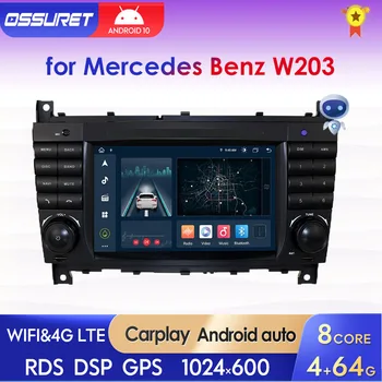 Carro Rádio Android para o Benz de Mercedes W203 C200 CLC CLK500 CLK Carplay de 7 Polegadas Carro Autoradio Estéreo de Vídeo Multimídia RDS AI Voz