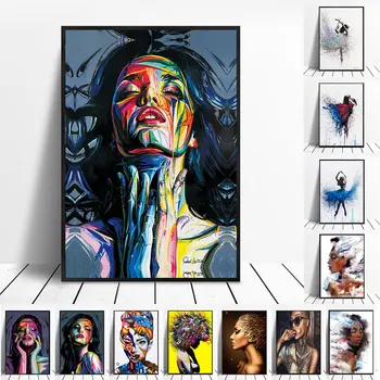Colorido Mulher Abstrata Tela de Pintura Bailarina de Dança Pôsteres e Impressões de Arte de Parede Fotos de Sala de estar Decoração Home