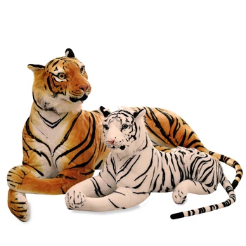 30-110 cm Realistas Tigre, Leopardo Veado Brinquedos de Pelúcia Macia Animal Selvagem Simulação Tigre Branco Jaguar Boneca Crianças Presentes de Aniversário