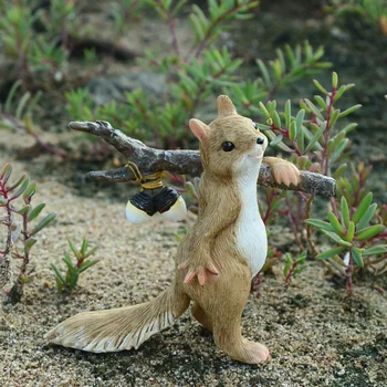 Esquilo Bonito Animal Estatueta Miniaturas De Fadas Jardim De Enfeites Para A Decoração Home Decor Presente