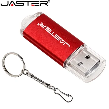 JASTER Novo Criativo Com Corrente Chave USB 2.0 Flash Drive 64GB 32GB pen drive de 16GB 8GB com logotipo da movimentação do flash de 9 Cores U Vara Presente