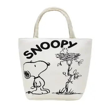 Kawaii Snoopy Saco De Compras De Desenhos Animados Hellokitty Mickey Mouse Aluno Bento Bag, Bolsa Da Moeda Do Eco-Friendly Sacola De Lona