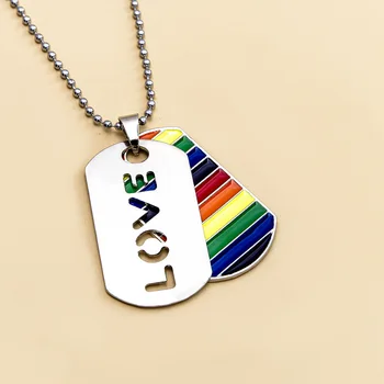 Arco-íris de Tag de Cão Pingente Gay LGBT Les Colar de Amor Lâmina Frisado Cadeia de Colares para os Homens Menino Jóias