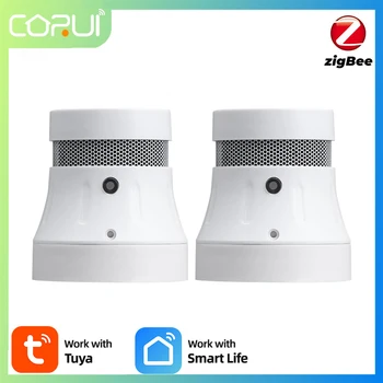 CORUI Tuya Zigbee Smart Detector de Fumaça Sensor Inteligente Alarme de Fumaça Vida Inteligente Sistema de Alarme de Segurança de Proteção contra Incêndio de Casa Inteligente