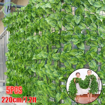 220 cm Artificial de Hera Verde de Seda Artificial Cipós Folha de Plantas de Folhas de Videiras Diy Decoração da Parede Artificial de Plantas Verdes da Videira