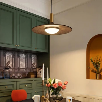 Nordic Black Walnut Abajur Lustre Para Casa De Família Restaurante, Bar, Café-De-Cabeceira Corredor Decoração De Iluminação Luminária