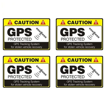 4 Pcs Personalidade Cuidado Etiqueta do Carro do Gps Protegido Reflexiva Moto Peças Impermeável Decalque Acessórios Adesivos 12cm*8cm