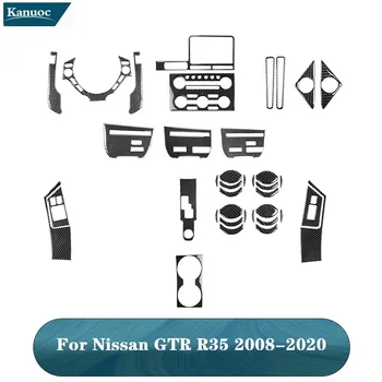 Carro de Fibra de Carbono Preto Adesivos de Várias Peças Para Nissan GTR R35 2008 E 2020 Interior do Carro e Acessórios Decorativos