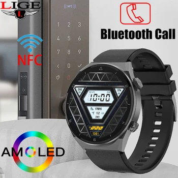 LIGE NFC Controle de Acesso Smart Watch AMOLED de relógios Para Homens Smartwatch chamadas via Bluetooth com Ecrã HD de 320mAH Bateria de Grande Capacidade