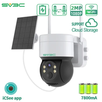 Solar, Câmera de Segurança ao ar livre, SV3C wi-Fi Câmera Dome Com Painel Solar, sem Fio do IP do CCTV, 7800mA Bateria Recarregável, ICSEE
