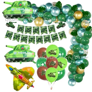 Camuflagem Festa de Aniversário de Verde Camo Balão Garland Decorações Soldado do Exército Militar Fornecimentos de Terceiros Banner para Crianças Meninos Adulto